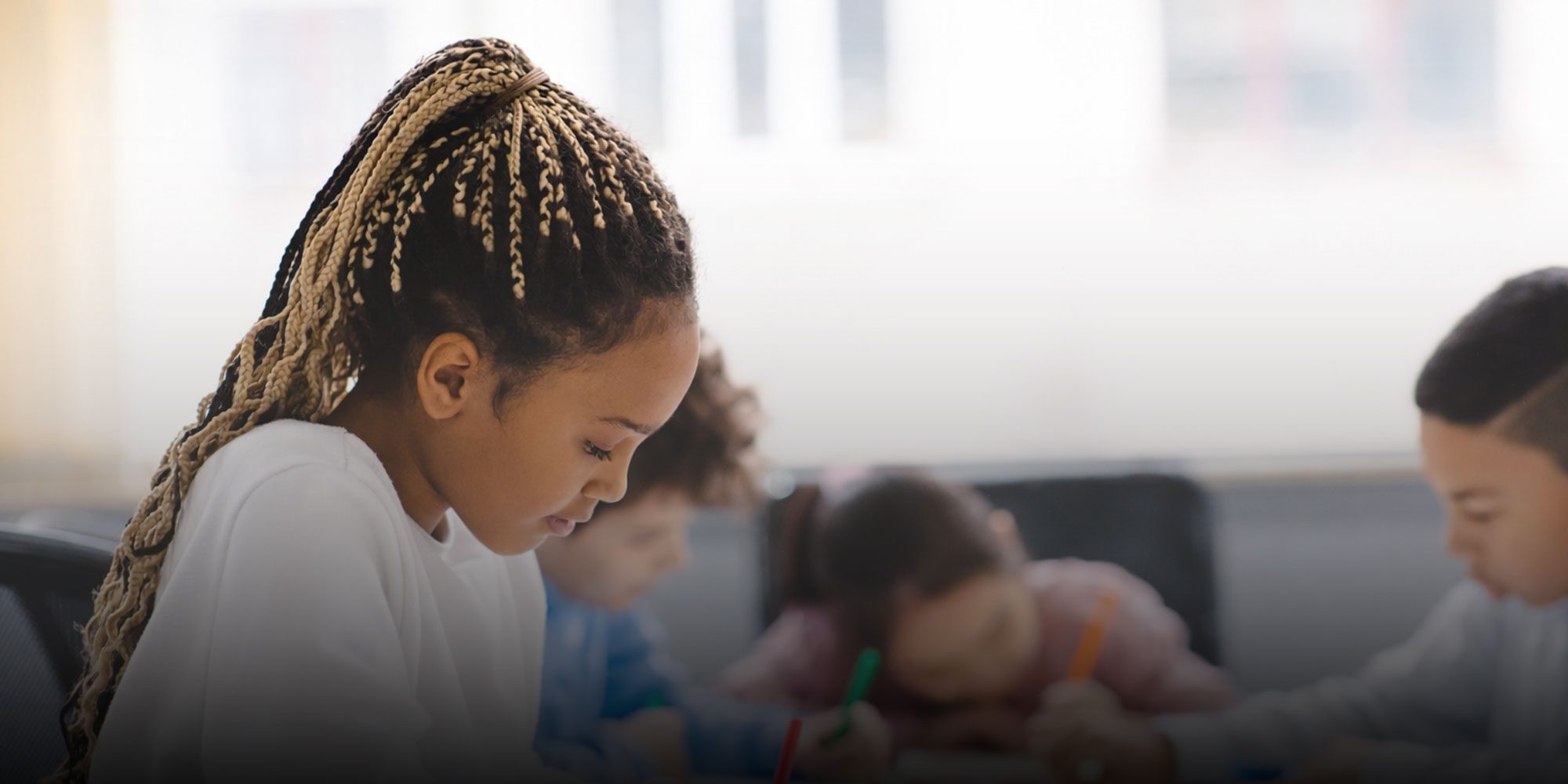 Student working in classroom